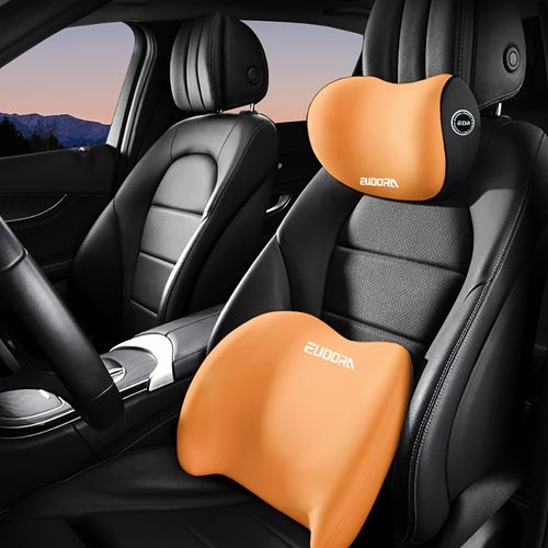 Car Headrest and Lumbar Support Set | Comfortable Upgrade for Autumn and Winter | Ergonomic Fit Design | High-Density Foam Filling | Comfortable for Long-Distance Driving | Includes 1 Headrest + 1 Lumbar Support