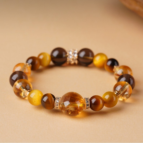 Jinba large comprehensive natural yellow tower crystal men's and women's natal year bracelet, gold tiger's eye crystal bracelet, high-end bracelet