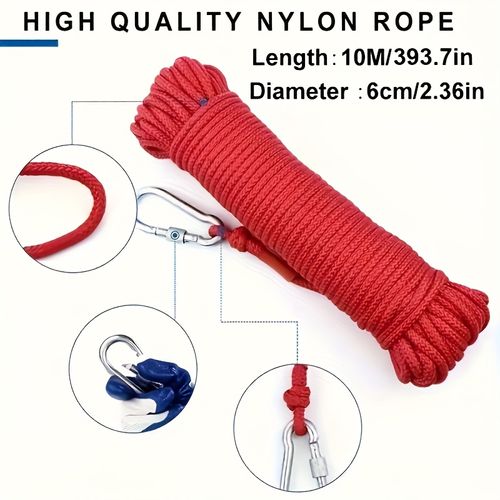 Heavy-Duty Fishing Magnetic Hook Set - Single-Sided Suction Cup, 2.36-Inch Diameter, 393.7-Inch Rope Holder and Hanging Ring, Maximum Pull Force 286.6 lbs