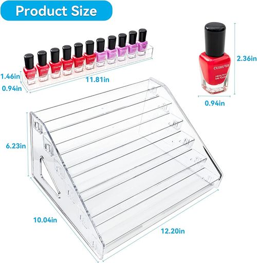 Nail Polish Organizer 72 Bottles of 6 Layers Sunglass Organizer Acrylic Display Rack Eyeglasses Storage Essential Oils Holder Makeup Organizer No Tool Needed Assembly, Clear