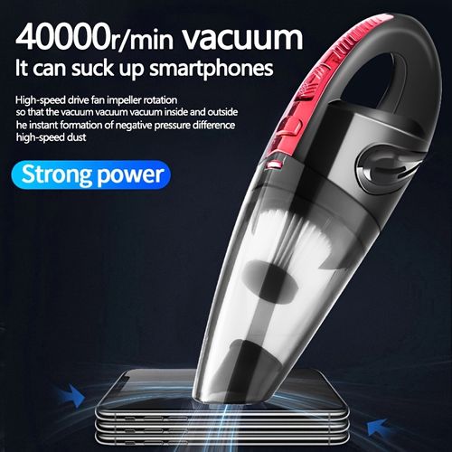 Car vacuum cleaner with five matching accessories for car interior, home and pet cleaning.