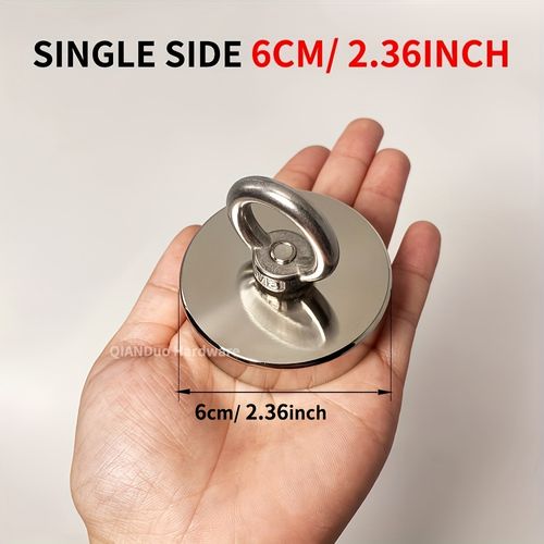Heavy-Duty Fishing Magnetic Hook Set - Single-Sided Suction Cup, 2.36-Inch Diameter, 393.7-Inch Rope Holder and Hanging Ring, Maximum Pull Force 286.6 lbs