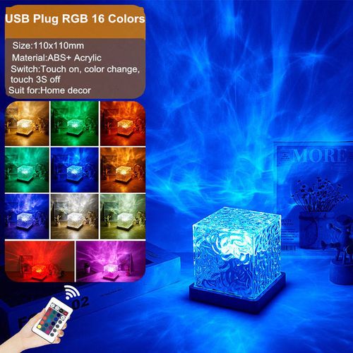 16 color LED bedside lamp, night light, dynamic water ripple color adjustable bedroom light with remote control
