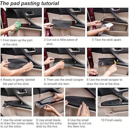 1 roll 19.69 inches x 59.84 inches 6D High Gloss Black Carbon Fiber Coated Bubble-Free Air Release Car Wrap Film, DIY Car Sticker, Durable PVC Material, Car Exterior Styling