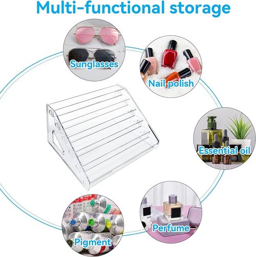 Nail Polish Organizer 72 Bottles of 6 Layers Sunglass Organizer Acrylic Display Rack Eyeglasses Storage Essential Oils Holder Makeup Organizer No Tool Needed Assembly, Clear