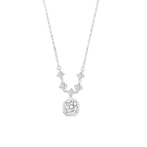 Diamond-encrusted small sugar cube necklace women's light luxury niche design high-end tassel clavicle chain delicate and versatile temperament necklace