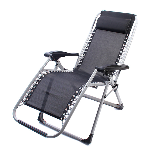 Folding Lazy Chair Black Office Recliner Single Person Foldable Chair Portable Backrest Zero Gravity Reinforced