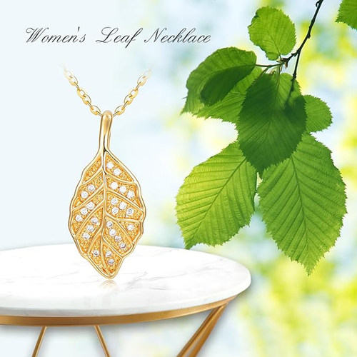 Women's gold leaf pendant necklace