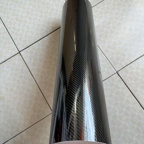 1 roll 19.69 inches x 59.84 inches 6D High Gloss Black Carbon Fiber Coated Bubble-Free Air Release Car Wrap Film, DIY Car Sticker, Durable PVC Material, Car Exterior Styling