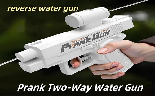 Prank Water Gun, Prank Gun, Compulsive Two-Way Water Guns, Reverse Prank Surprise Water Guns - Shoots Back at User! Hilarious Novelty Toy for Parties & Summer Fun (White)