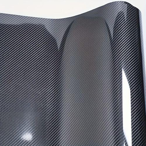 1 roll 19.69 inches x 59.84 inches 6D High Gloss Black Carbon Fiber Coated Bubble-Free Air Release Car Wrap Film, DIY Car Sticker, Durable PVC Material, Car Exterior Styling