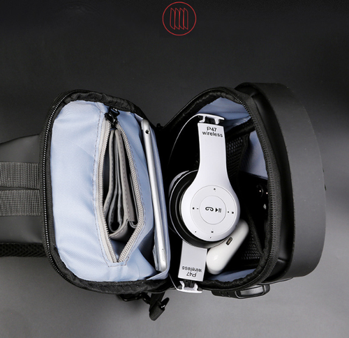 Men's Chest Bag with Password Lock, Anti-Theft Cycli0ng Bag, Casual Outdoor Running Travel Waist Bag, Single Shoulder Crossbody Sports Backpack(gray-brown)