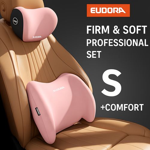 Car Headrest and Lumbar Support Set | Comfortable Upgrade for Autumn and Winter | Ergonomic Fit Design | High-Density Foam Filling | Comfortable for Long-Distance Driving | Includes 1 Headrest + 1 Lumbar Support