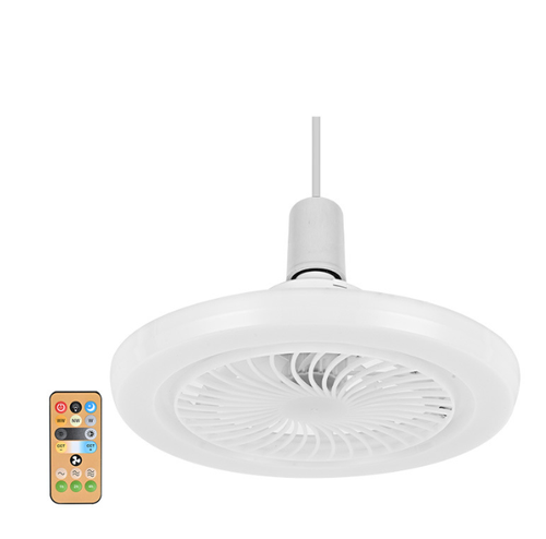 Intelligent E27 LED Fan Lamp Tri-Color Mute Small Ceiling Mount for Dining Room Bedroom and Home Office with Remote Control