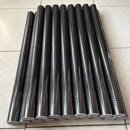 1 roll 19.69 inches x 59.84 inches 6D High Gloss Black Carbon Fiber Coated Bubble-Free Air Release Car Wrap Film, DIY Car Sticker, Durable PVC Material, Car Exterior Styling