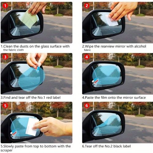 4pcs Car Rainproof Transparent Film | Taillight Protection Nozzle Waterproof Film - Car Sticker Accessories - 100X150mm (3.9X5.9 inches), Enhanced Vehicle Visibility, Stylish Car Accessories, Durable PVC Material, Rainproof, Fits Perfectly, High-Quality Adhesive, Car Accessories, Car Owners, Car Mirror Rainproof, Car Rain Cover, Car Protective Film