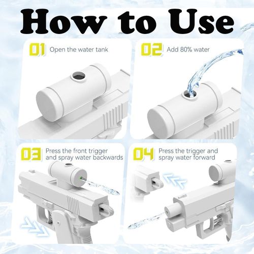 Prank Water Gun, Prank Gun, Compulsive Two-Way Water Guns, Reverse Prank Surprise Water Guns - Shoots Back at User! Hilarious Novelty Toy for Parties & Summer Fun (White)
