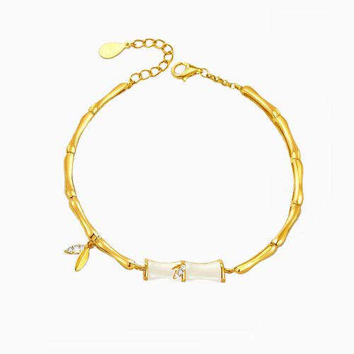 Bamboo Charm Pendant Women's Bracelet Adjustable Simple Bamboo Leaf Charm Pendant Premium Bracelet