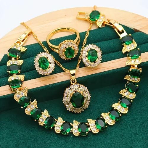 Romantic, luxurious, beautiful women's wedding jewelry set with zircon, lightweight and high-quality, suitable for evening parties and wedding celebrations.