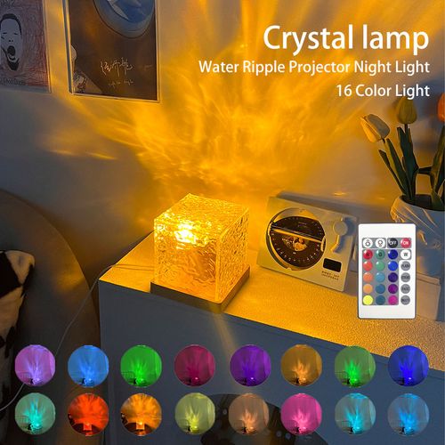 16 color LED bedside lamp, night light, dynamic water ripple color adjustable bedroom light with remote control