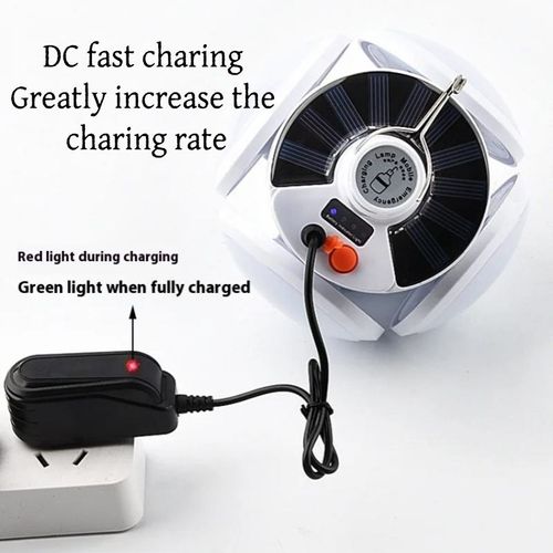 Portable Solar Lantern for Camping USB Rechargeable Outdoor Lantern for Tent Foldable LED Football Lamp Bulb With Hanging Hook