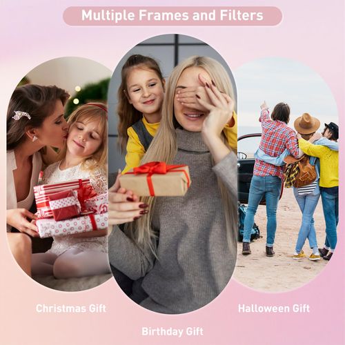 Camera Selfie 1080P HD Video Dual Lens, 48MP Digital Point and Shoot Cameras with 8X Zoom, Fill Light &64GB SD Card, Vintage Compact Small Camera for Boys Girls Kids (Pink)