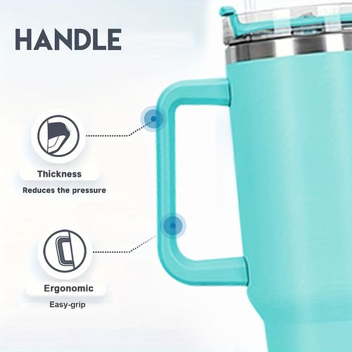 1 Pack, 40 oz Stainless Steel Insulated Mug with Handle and Straw Lid, Sports, Fitness, Outdoor Travel Water Cup, Reusable Car Coffee Cup, Large Capacity 400 oz Water Bottle, Variety of Bright Colours, Perfect for Camping, Driving, Birthday.