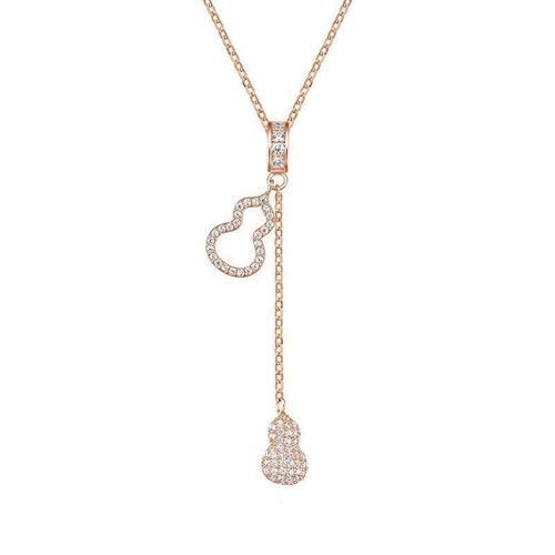 Fu Lu Shuang Quan Double Gourd Necklace Female ins Light Luxury High-end Temperament Tassel Clavicle Necklace