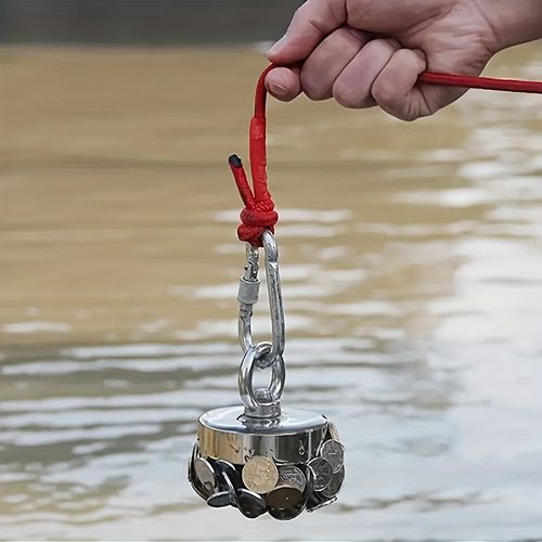 Heavy-Duty Fishing Magnetic Hook Set - Single-Sided Suction Cup, 2.36-Inch Diameter, 393.7-Inch Rope Holder and Hanging Ring, Maximum Pull Force 286.6 lbs