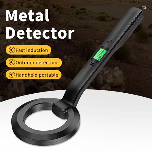 Portable metal detector with 360° rotating coil and LCD alarm - outdoor treasure hunting equipment, security checks, gold prospecting - lightweight and durable design, modern stylish scanner, comfortable handle, portable and reliable, designed for enthusiasts