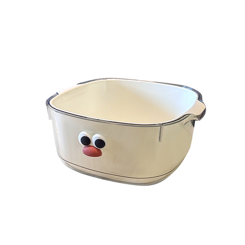 Double layer dopamine draining basket home cute fruit basket cleaning filtered water 2-in-1 thickened fruit plate washing basket