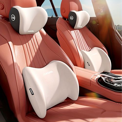 Car Headrest and Lumbar Support Set | Comfortable Upgrade for Autumn and Winter | Ergonomic Fit Design | High-Density Foam Filling | Comfortable for Long-Distance Driving | Includes 1 Headrest + 1 Lumbar Support