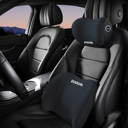 Car Headrest and Lumbar Support Set | Comfortable Upgrade for Autumn and Winter | Ergonomic Fit Design | High-Density Foam Filling | Comfortable for Long-Distance Driving | Includes 1 Headrest + 1 Lumbar Support