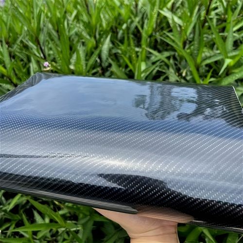 1 roll 19.69 inches x 59.84 inches 6D High Gloss Black Carbon Fiber Coated Bubble-Free Air Release Car Wrap Film, DIY Car Sticker, Durable PVC Material, Car Exterior Styling