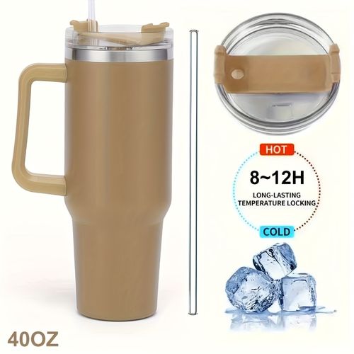 1 Pack, 40 oz Stainless Steel Insulated Mug with Handle and Straw Lid, Sports, Fitness, Outdoor Travel Water Cup, Reusable Car Coffee Cup, Large Capacity 400 oz Water Bottle, Variety of Bright Colours, Perfect for Camping, Driving, Birthday.