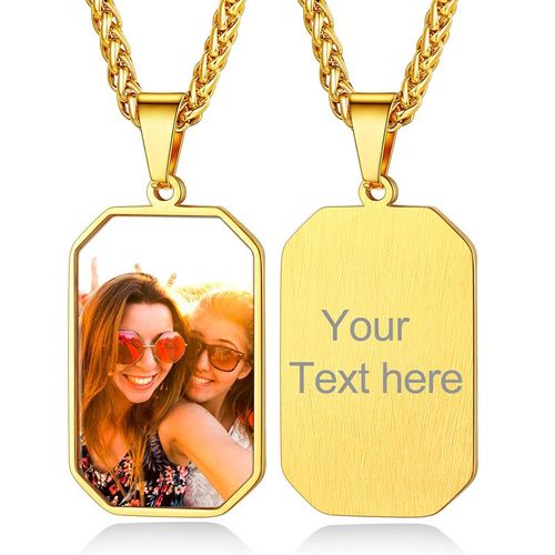 Personalized hexagon Photo Text  Necklace🎡