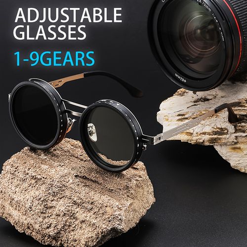 High Quality Adjustable Tint Sunglasses 1-9 Gears Steampunk Retro Metal Polarized ND Filter Lenses Comfortable Full Rim UV