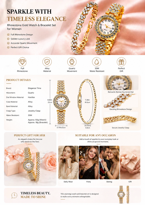 Hot-selling Fashionable Women's Alloy Quartz Watch  Style Romantic Diamond-inlaid