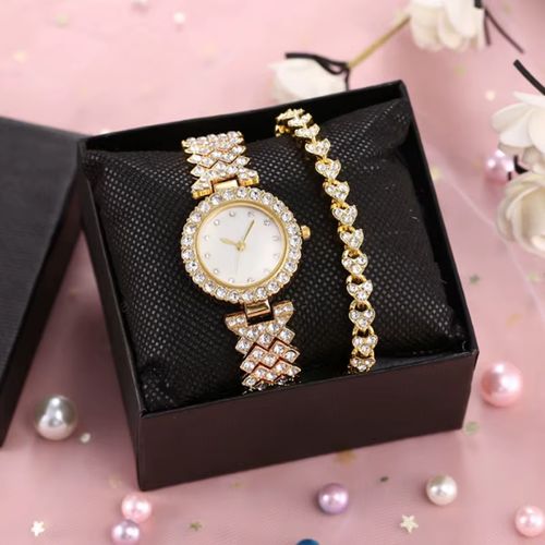 Diamond studded fashionable watch