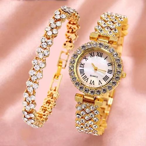 Diamond studded fashionable watch