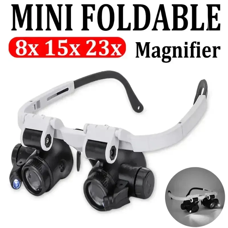 8X 15x 23x Head Wearing Magnifying Glass with LED Light Headband