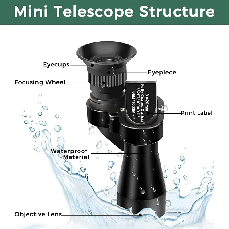 Mini monocular telescope with mobile phone adapter