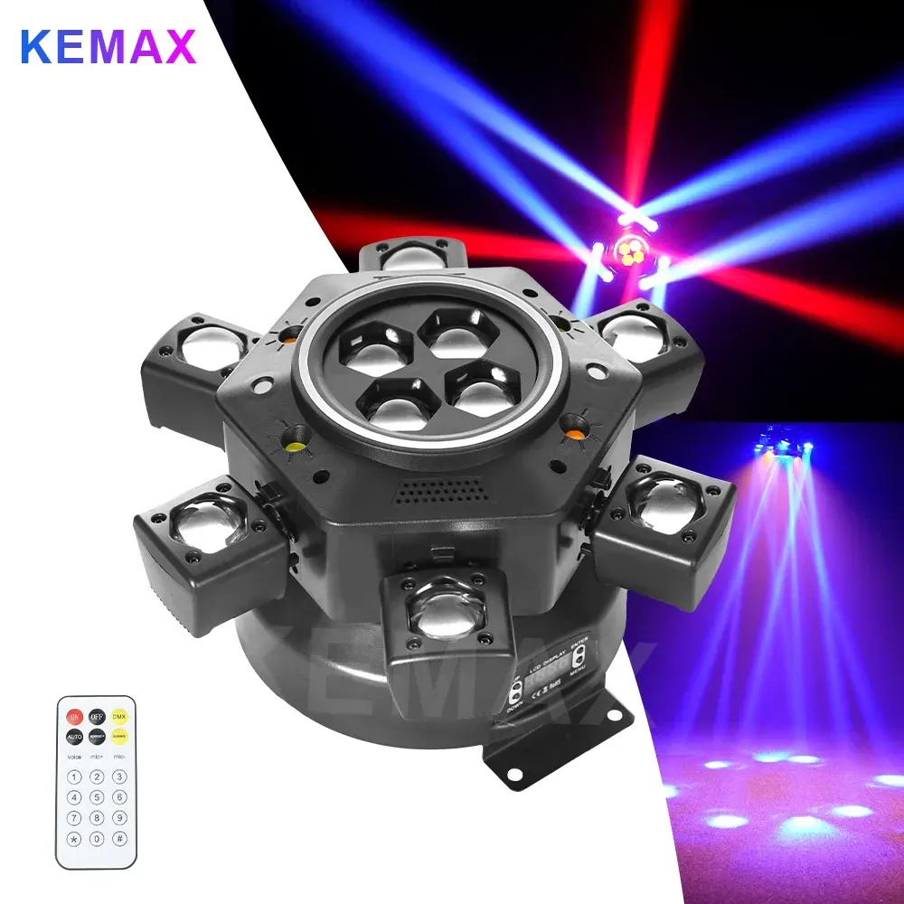 Remote control 6-arm shaking DJ light party LED beam light rotating stage effect light