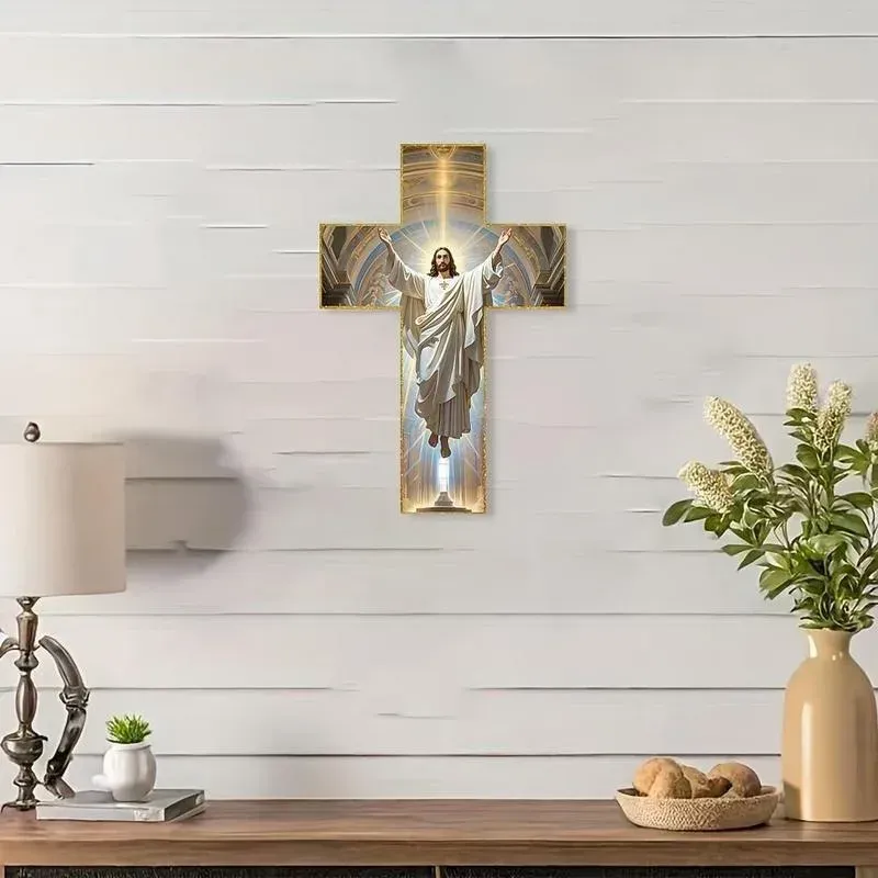 Creative wood cross craft home living room wall decoration