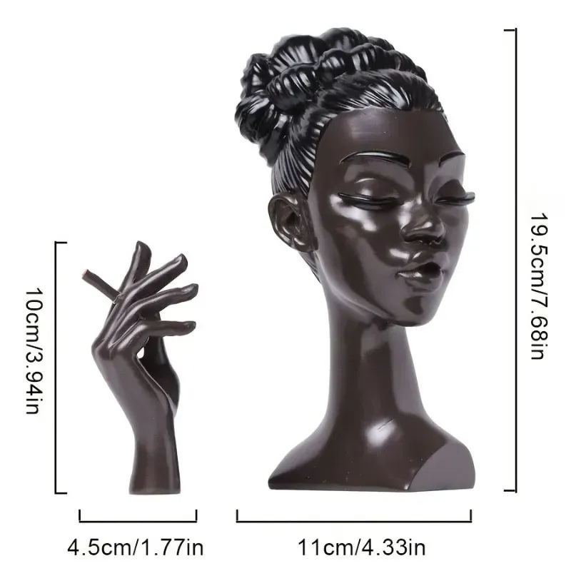 Elegant Women Head Incense Burner Black Women Face Resin Incense Stick Holder With Incense Cones for Room Bedroom Office