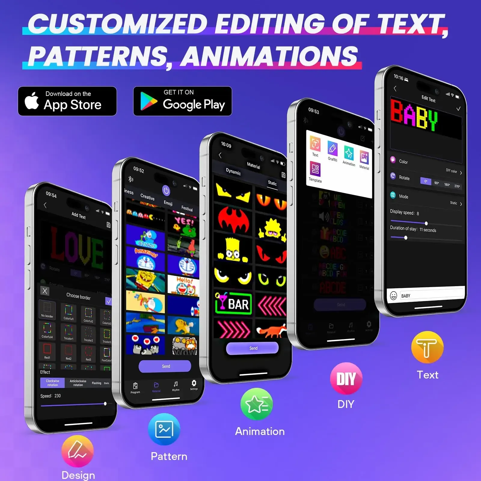 Programmable Flexible LED Scrolling Display with Bluetooth App Control size70*173MM