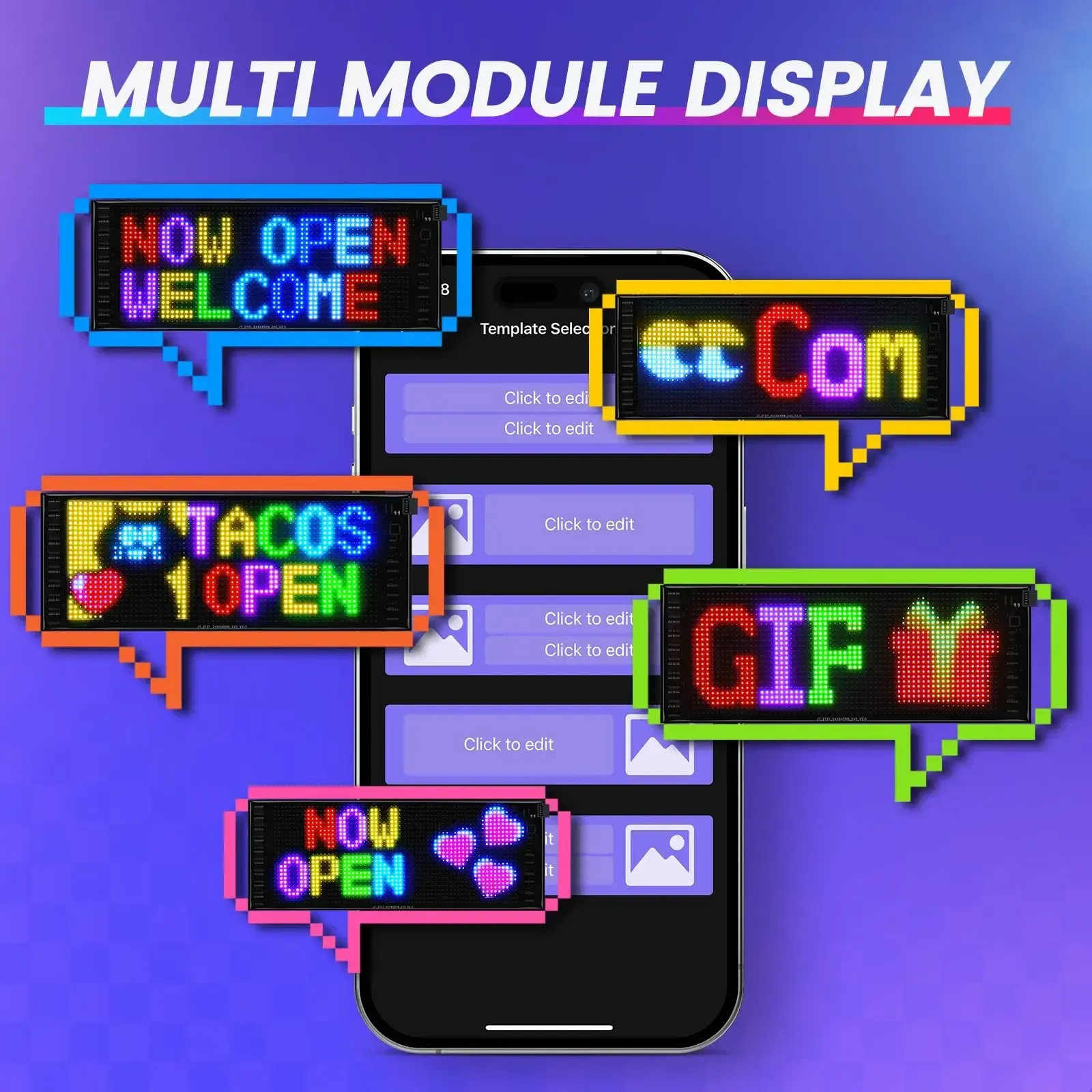 Programmable Flexible LED Scrolling Display with Bluetooth App Control size70*173MM
