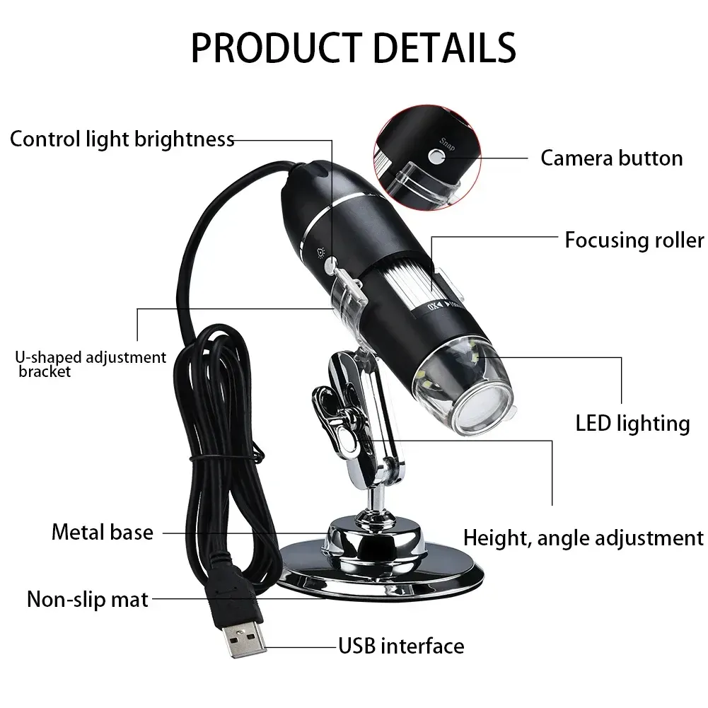1600X Digital Microscope Camera Electronic Magnification Endoscope