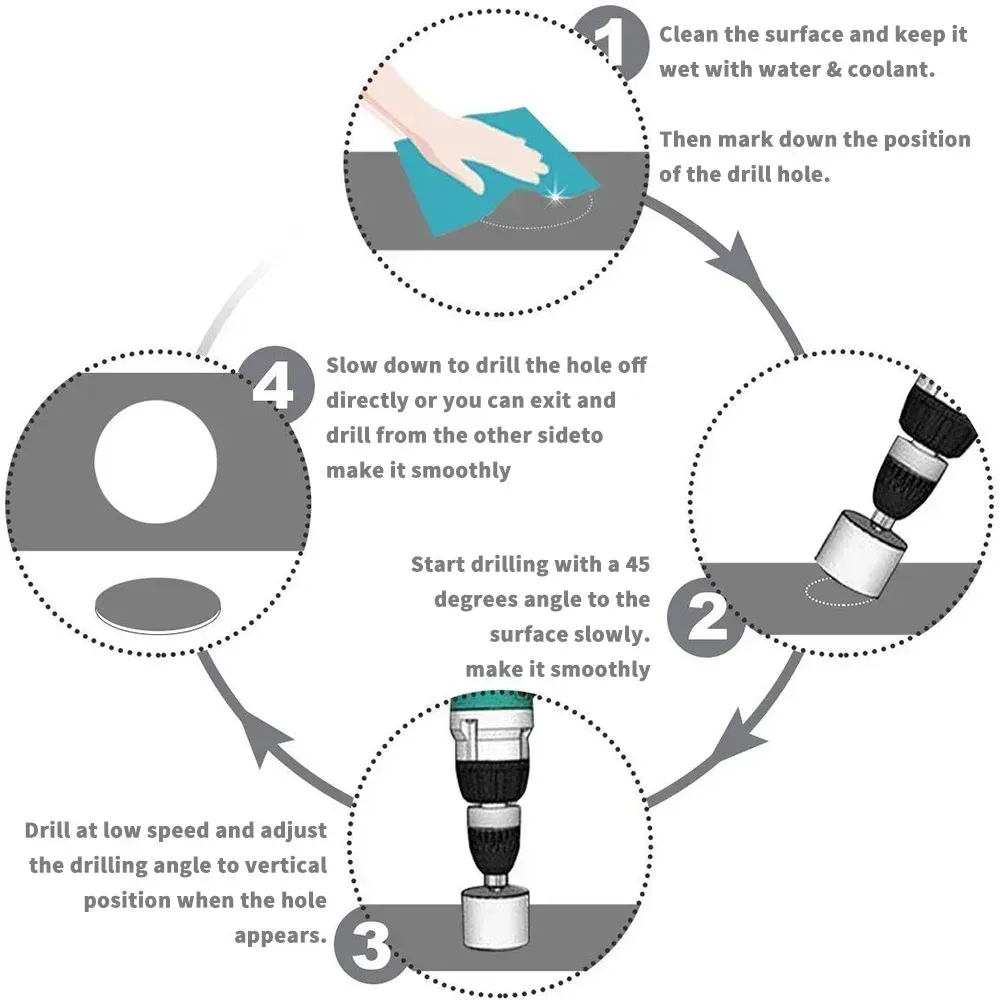 10PCS Diamond Coated Hole Saw Core Drill Bit