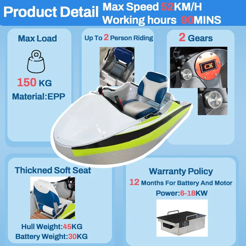 Luxury Electric Jet Boat For Water Sports Electric Fishing Boat Sea Jet Kart